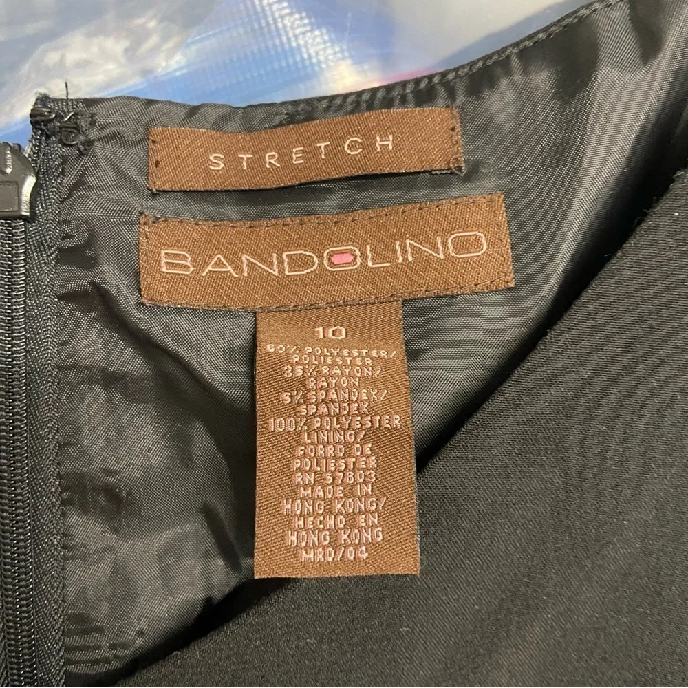 Bandolino Sleeveless Shift Dress Size 10 Black Bottom Ruffle Stretch LBD Classic - Picture 10 of 11